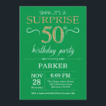 Surprise 50th Birthday Invitation Green and Gold<br><div class="desc">Surprise 50th Birthday Invitation with Green and Gold Glitter Background. Adult Birthday. Men or Women Bday Invite. Any age. For further customisation,  please click the "Customise it" button and use our design tool to modify this template.</div>