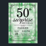 Surprise 50th Birthday Invitation Green Glitter<br><div class="desc">Surprise 50th Birthday Invitation with Green String Lights with Green Glitter Background. Green Birthday. Adult Birthday. Men or Women Bday Invite. 13th 15th 16th 18th 20th 21st 30th 40th 50th 60th 70th 80th 90th 100th, Any age. For further customisation, please click the "Customise it" button and use our design tool...</div>