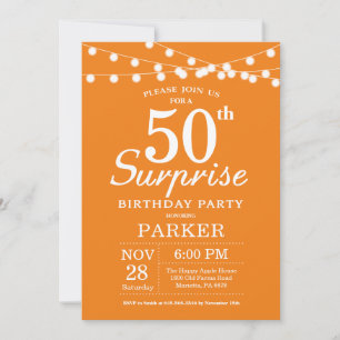 Surprise 50th Birthday Invitation Orange