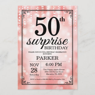 Surprise 50th Birthday Invitation Pink Glitter