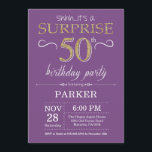 Surprise 50th Birthday Invitation Purple and Gold<br><div class="desc">Surprise 50th Birthday Invitation with Purple and Gold Glitter Background. Adult Birthday. Men or Women Bday Invite. Any age. For further customisation,  please click the "Customise it" button and use our design tool to modify this template.</div>