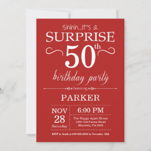 Surprise 50th Birthday Invitation Red