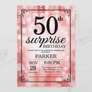 Surprise 50th Birthday Invitation Red Glitter