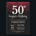 Surprise 50th Birthday Invitation Red Glitter<br><div class="desc">Surprise 50th Birthday Invitation with Red String Lights with Red Glitter Background. Red Birthday. Adult Birthday. Men or Women Bday Invite. 13th 15th 16th 18th 20th 21st 30th 40th 50th 60th 70th 80th 90th 100th, Any age. For further customisation, please click the "Customise it" button and use our design tool...</div>