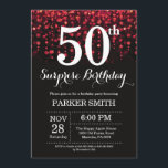 Surprise 50th Birthday Invitation Red Glitter<br><div class="desc">Surprise 50th Birthday Invitation with Red String Lights with Red Glitter Background. Red Birthday. Adult Birthday. Men or Women Bday Invite. 13th 15th 16th 18th 20th 21st 30th 40th 50th 60th 70th 80th 90th 100th, Any age. For further customisation, please click the "Customise it" button and use our design tool...</div>