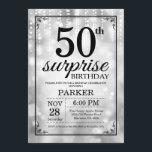 Surprise 50th Birthday Invitation Silver Glitter<br><div class="desc">Surprise 50th Birthday Invitation with Silver String Lights with Silver Glitter Background. Silver Birthday. Adult Birthday. Men or Women Bday Invite. 13th 15th 16th 18th 20th 21st 30th 40th 50th 60th 70th 80th 90th 100th, Any age. For further customisation, please click the "Customise it" button and use our design tool...</div>
