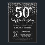 Surprise 50th Birthday Invitation Silver Glitter<br><div class="desc">Surprise 50th Birthday Invitation with Silver String Lights with Silver Glitter Background. Silver Birthday. Adult Birthday. Men or Women Bday Invite. 13th 15th 16th 18th 20th 21st 30th 40th 50th 60th 70th 80th 90th 100th, Any age. For further customisation, please click the "Customise it" button and use our design tool...</div>