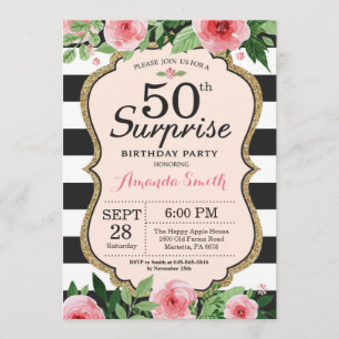 Surprise 50th Birthday Invitation Women Floral