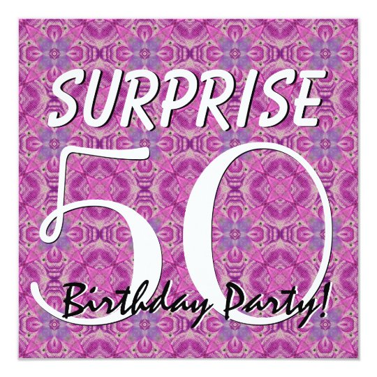 SURPRISE 50th Birthday Magenta and Purple V012 Card