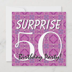 SURPRISE 50th Birthday Magenta and Purple V012 Invitation