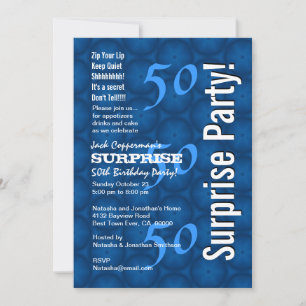 SURPRISE 50th Birthday Modern Blue Pattern G209 Invitation