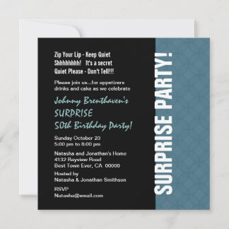SURPRISE 50th Birthday Modern Dusty Blue W1452 Invitation