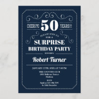 Surprise 50th Birthday - Navy Blue White