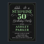 Surprise 50th Birthday Party - Black Green Invitation<br><div class="desc">Surprise 50th Birthday Party Invitation.
Simple classy design in black,  green and white. Features elegant script font. Surprise bday celebration for man or woman. Can be customized into any age!</div>