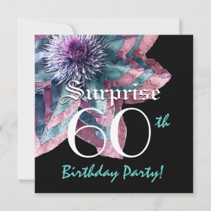 SURPRISE 50th Birthday Party Blue Pink Flower F631 Invitation