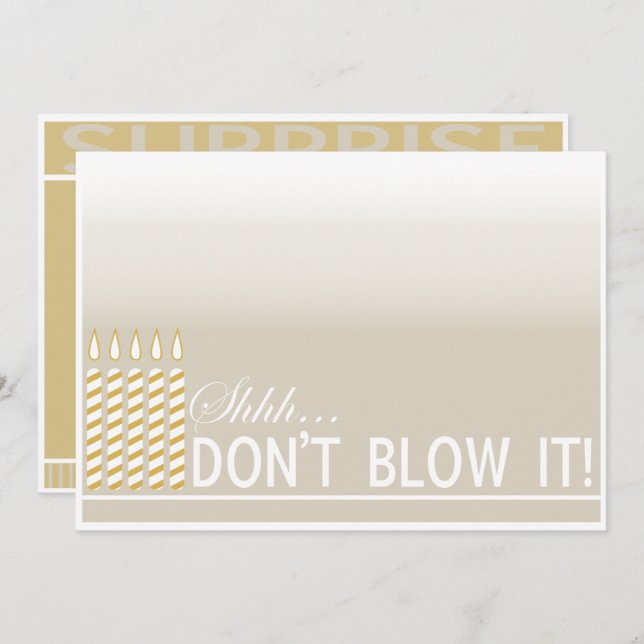 Surprise 50th Birthday Party Gold Invitation (Front/Back)