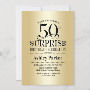 Surprise 50th Birthday Party - Gold Invitation
