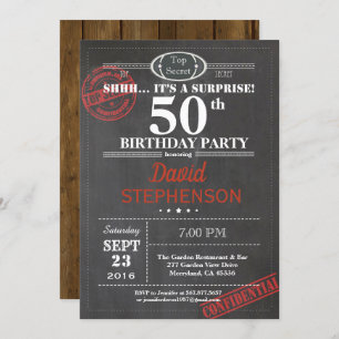 Surprise 50th birthday party invitation for men