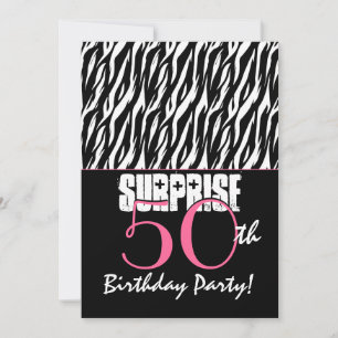 SURPRISE 50th Birthday Party Modern Zebra Invitation