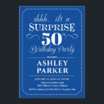 Surprise 50th Birthday Party - Navy White Invitation<br><div class="desc">Surprise 50th Birthday Party Invitation.
Simple classy design in navy and white. Surprise bday celebration for man or woman. Can be customised into any age!</div>
