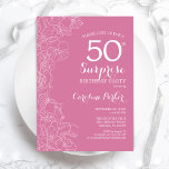 Surprise 50th Birthday Party - Pink Floral Invitation<br><div class="desc">Pink Floral Surprise 50th Birthday Party Invitation. Minimalist modern design featuring botanical accents and typography script font. Simple feminine invite card perfect for a stylish female surprise bday celebration. Can be customised to any age.</div>