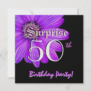 SURPRISE 50th Birthday Party Purple Daisy W1874 Invitation