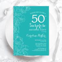 Surprise 50th Birthday Party - Turquoise Floral