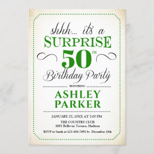 Surprise 50th Birthday Party - White Green Invitation