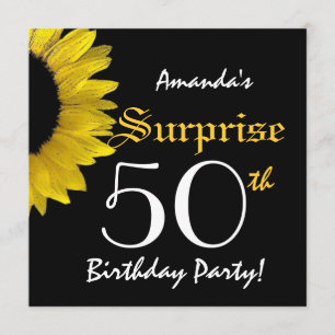 SURPRISE 50th Birthday Party Yellow Sunflower G301 Invitation