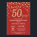 Surprise 50th Birthday Red and Gold Diamond Invitation<br><div class="desc">Surprise 50th Birthday Invitation with Red and Gold Glitter Diamond Background. Gold Confetti. Adult Birthday. Male Men or Women Birthday. For further customisation,  please click the "Customise it" button and use our design tool to modify this template.</div>