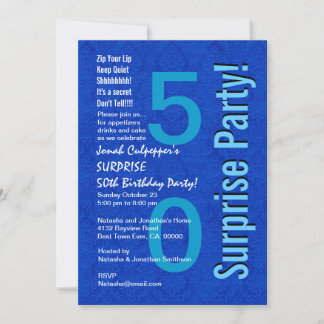 SURPRISE 50th Birthday Royal Blue B400 Invitation