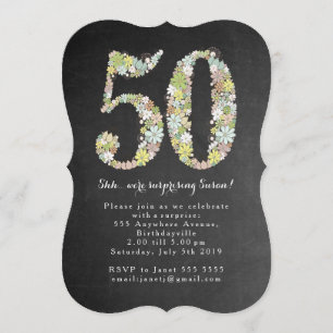 Surprise 50th Number 50 Birthday Party Invite