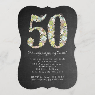 Surprise 50th Number 50 Birthday Party Invite