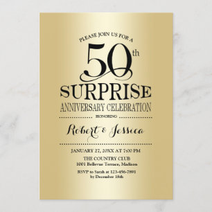 Surprise 50th Wedding Anniversary - Gold Invitation