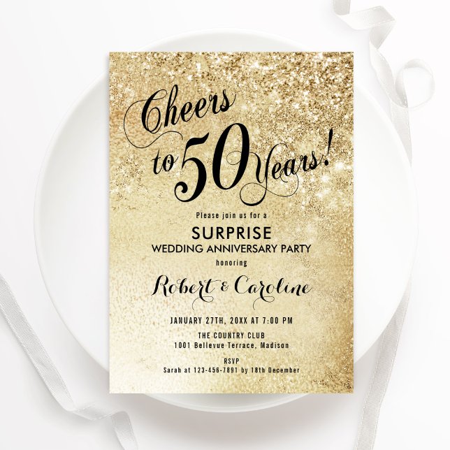 Surprise 50th Wedding Anniversary - Gold Invitation (Creator Uploaded)