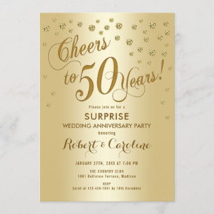 Surprise 50th Wedding Anniversary - Gold Invitation