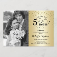 Surprise 5th Anniversary with Photo Gold Black