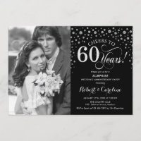 Surprise 60th Anniversary with Photo Black Silver