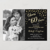 Surprise 60th Anniversary with Photo - Gold Black