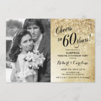Surprise 60th Anniversary with Photo - Gold