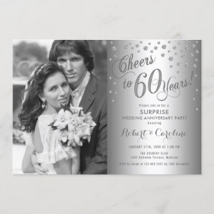 Surprise 60th Anniversary with Photo - Silver Invitation