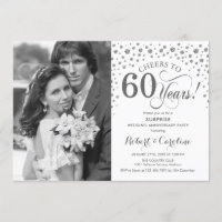 Surprise 60th Anniversary with Photo White Silver