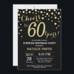 Surprise 60th Birthday Black and Gold Diamond Invitation<br><div class="desc">Surprise 60th Birthday Invitation with Black and Gold Glitter Diamond Background. Gold Confetti. Adult Birthday. Male Men or Women Birthday. For further customisation,  please click the "Customise it" button and use our design tool to modify this template.</div>