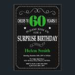 Surprise 60th Birthday Black and Green Chalkboard Invitation<br><div class="desc">Surprise 60th Birthday Invitation Black and Green Typography. Chalkboard. Black and White Background. Adult Birthday. Male Men or Women Birthday. Kids Boy or Girl Lady Teen Teenage Bday Invite. 13th 15th 16th 18th 20th 21st 30th 40th 50th 60th 70th 80th 90th 100th. Any Age. For further customisation, please click the...</div>