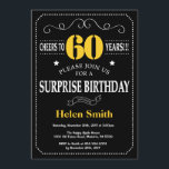 Surprise 60th Birthday Black and Yellow Chalkboard Invitation<br><div class="desc">Surprise 60th Birthday Invitation Black and Yellow Typography. Chalkboard. Black and White Background. Adult Birthday. Male Men or Women Birthday. Kids Boy or Girl Lady Teen Teenage Bday Invite. 13th 15th 16th 18th 20th 21st 30th 40th 50th 60th 70th 80th 90th 100th. Any Age. For further customisation, please click the...</div>