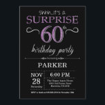 Surprise 60th Birthday Invitation Black and Purple<br><div class="desc">Surprise 60th Birthday Invitation with Black and Purple Glitter Background. Chalkboard. Adult Birthday. Men or Women Bday Invite. Any age. For further customisation,  please click the "Customise it" button and use our design tool to modify this template.</div>