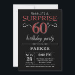 Surprise 60th Birthday Invitation Black and Red<br><div class="desc">Surprise 60th Birthday Invitation with Black and Red Glitter Background. Chalkboard. Adult Birthday. Men or Women Bday Invite. Any age. For further customisation,  please click the "Customise it" button and use our design tool to modify this template.</div>