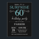 Surprise 60th Birthday Invitation Black and Teal<br><div class="desc">Surprise 60th Birthday Invitation with Black and Teal Glitter Background. Chalkboard. Adult Birthday. Men or Women Bday Invite. Any age. For further customisation,  please click the "Customise it" button and use our design tool to modify this template.</div>