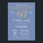 Surprise 60th Birthday Invitation Blue and Gold<br><div class="desc">Surprise 60th Birthday Invitation with Blue and Gold Glitter Background. Chalkboard. Adult Birthday. Men or Women Bday Invite. Any age. For further customisation,  please click the "Customise it" button and use our design tool to modify this template.</div>