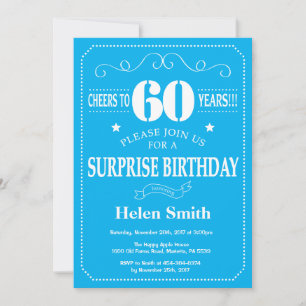 Surprise 60th Birthday Invitation Blue and White